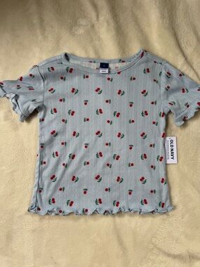 Old Navy Light Blue Cherry Print Girls' Tee